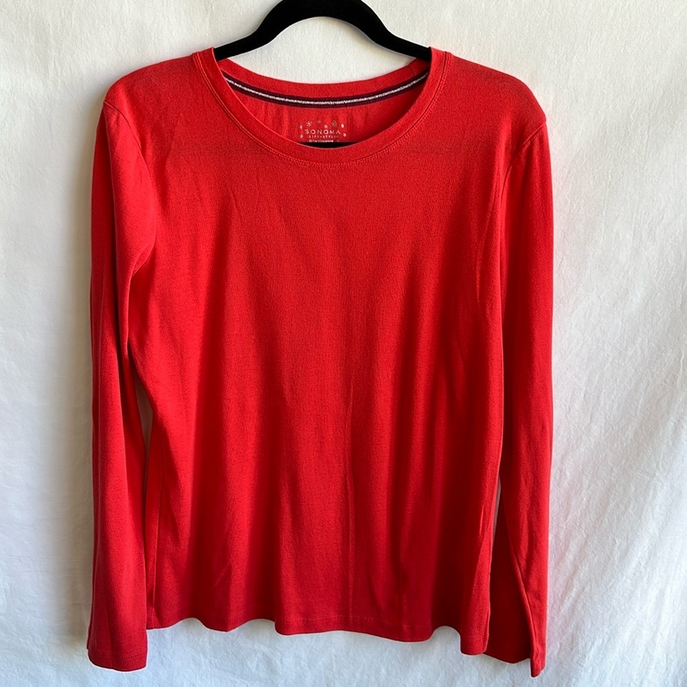 Sonoma Lifestyles red-orange long-sleeve tee, size L